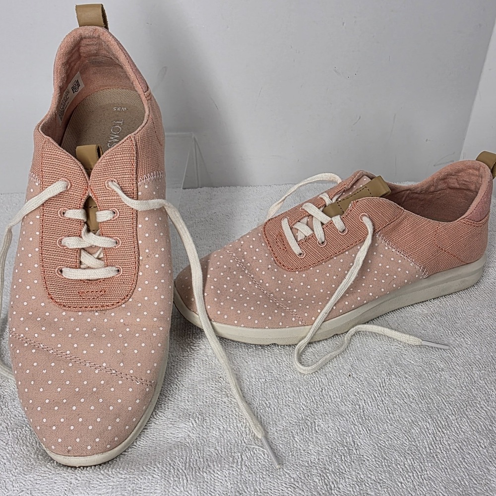 Toms Pink White Dots Flats WOMEN'S SIZE 9.5 Shoes Sneakers